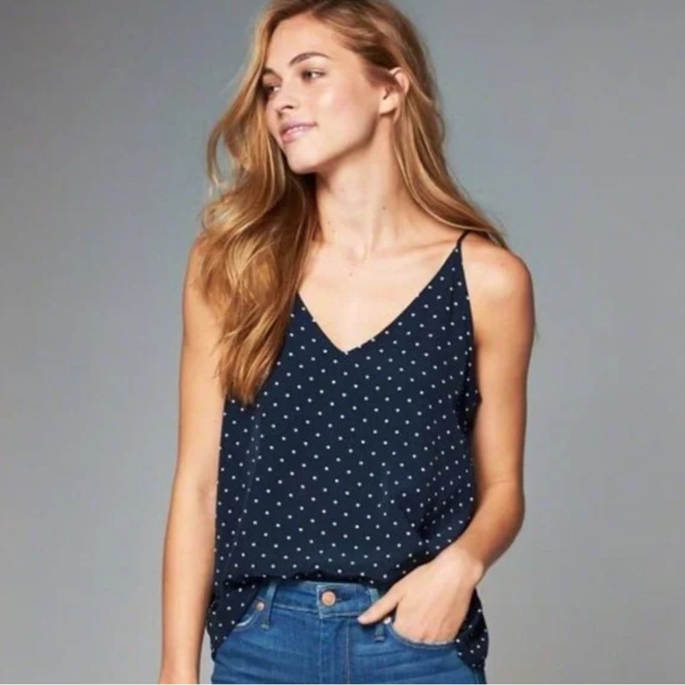 Two Abercrombie & Fitch dress tanks - Navy polkadot & Black